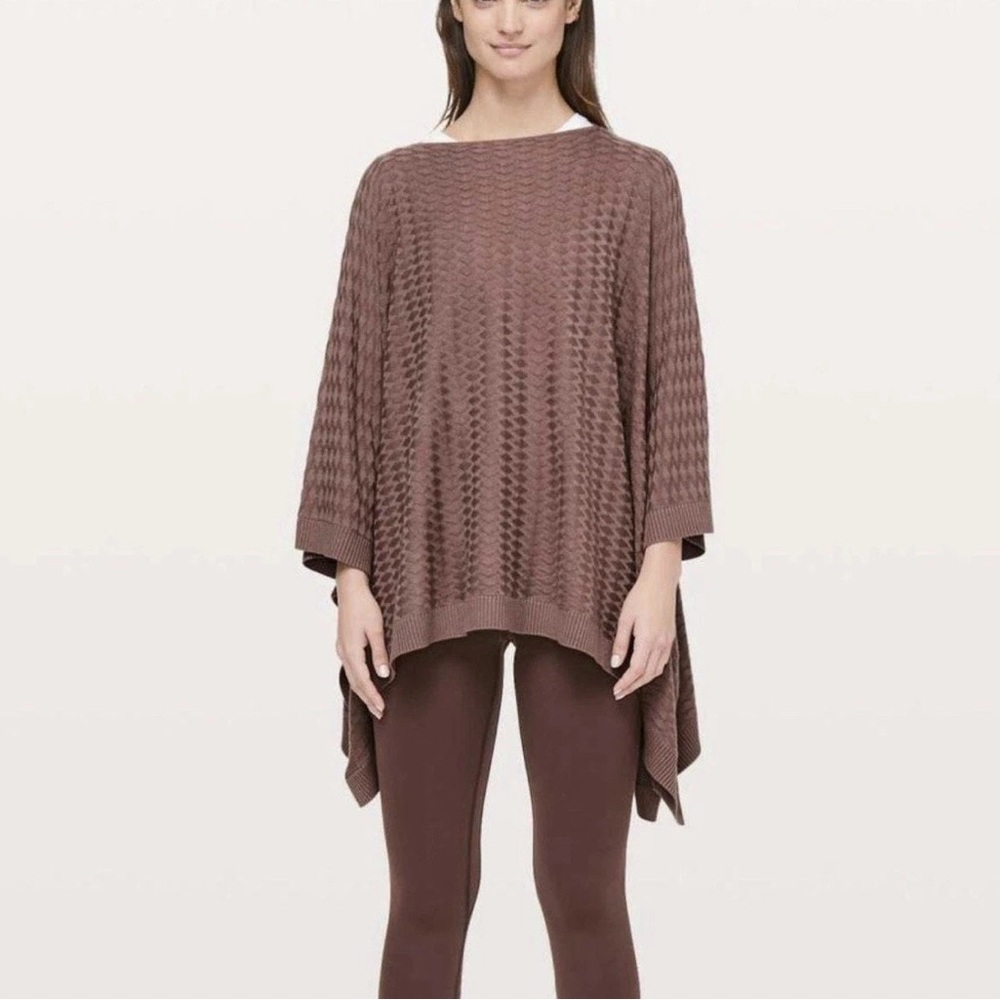 Lululemon Divinity Spanish Oak Poncho Shawl Sweater Wrap O/S Cashmere Blend
